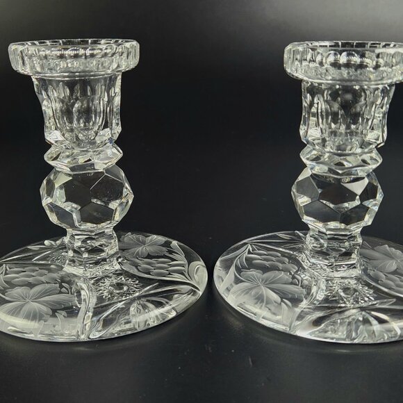 Vintage - Set of 2 - Stunning Crystal Candlestick Holder - Picture 3 of 9